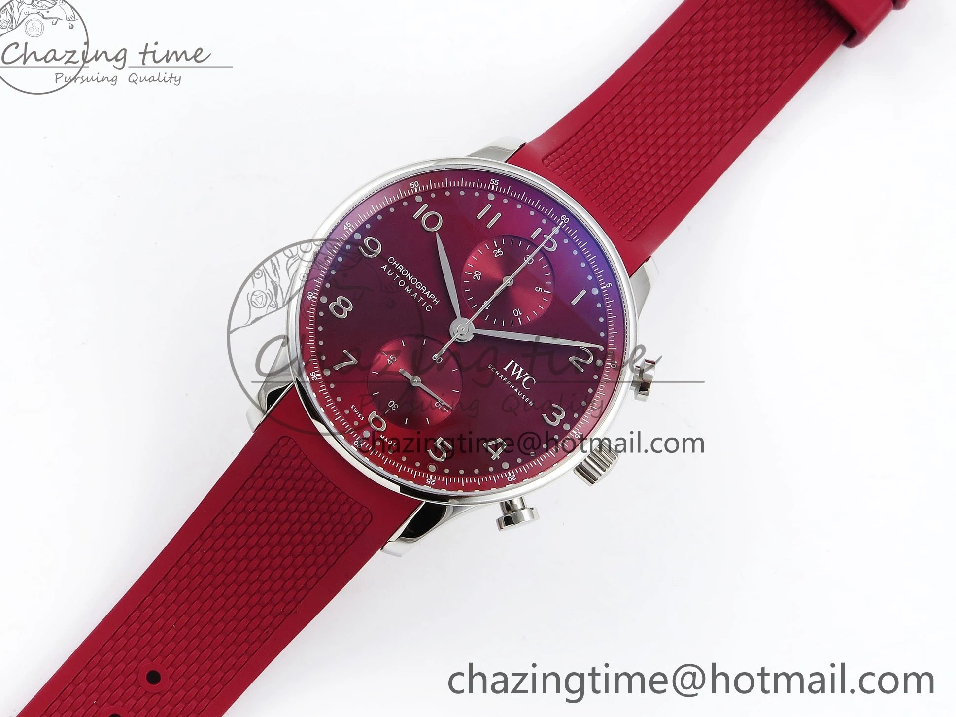 MIROTIME 0301 Reliable Portuguese Chrono IW3716 Z+F 1:1 Best Edition Red Dial on Red Rubber Strap A 7015